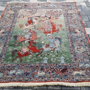 Unikatowy Perski Dywan Obrazkowy – Scena Polowania – 200x134 cm #007