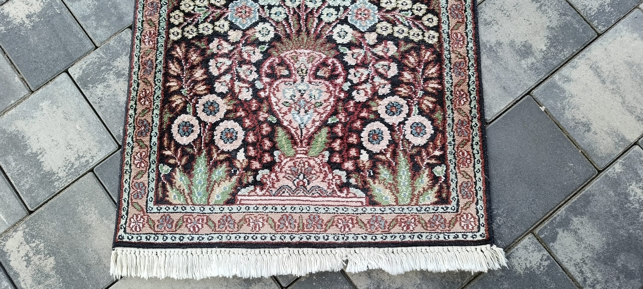 Kolekcjonerski Jedwabny KASHMIR 103x64 cm | Gęsty Splot | Stan Idealny #128 - obrazek 4