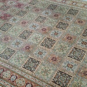 Jedwabny dywan tkany ręcznie 308 x 214 cm kwateralny piękny #020