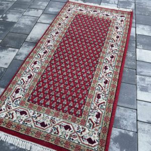 Ręcznie tkany dywan wełniany Indo-Mir | 146 x 72 cm | Wzór Boteh | Klasyk #077