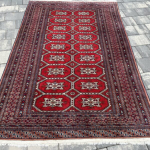 Wełniany dywan Buchara 200x128 – Klasyczny wzór tekke – wełna tkana ręcznie #072