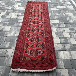 Chodnik afgański ręcznie tkany | 100% Wełna | Dywan orientalny 285x84 #002