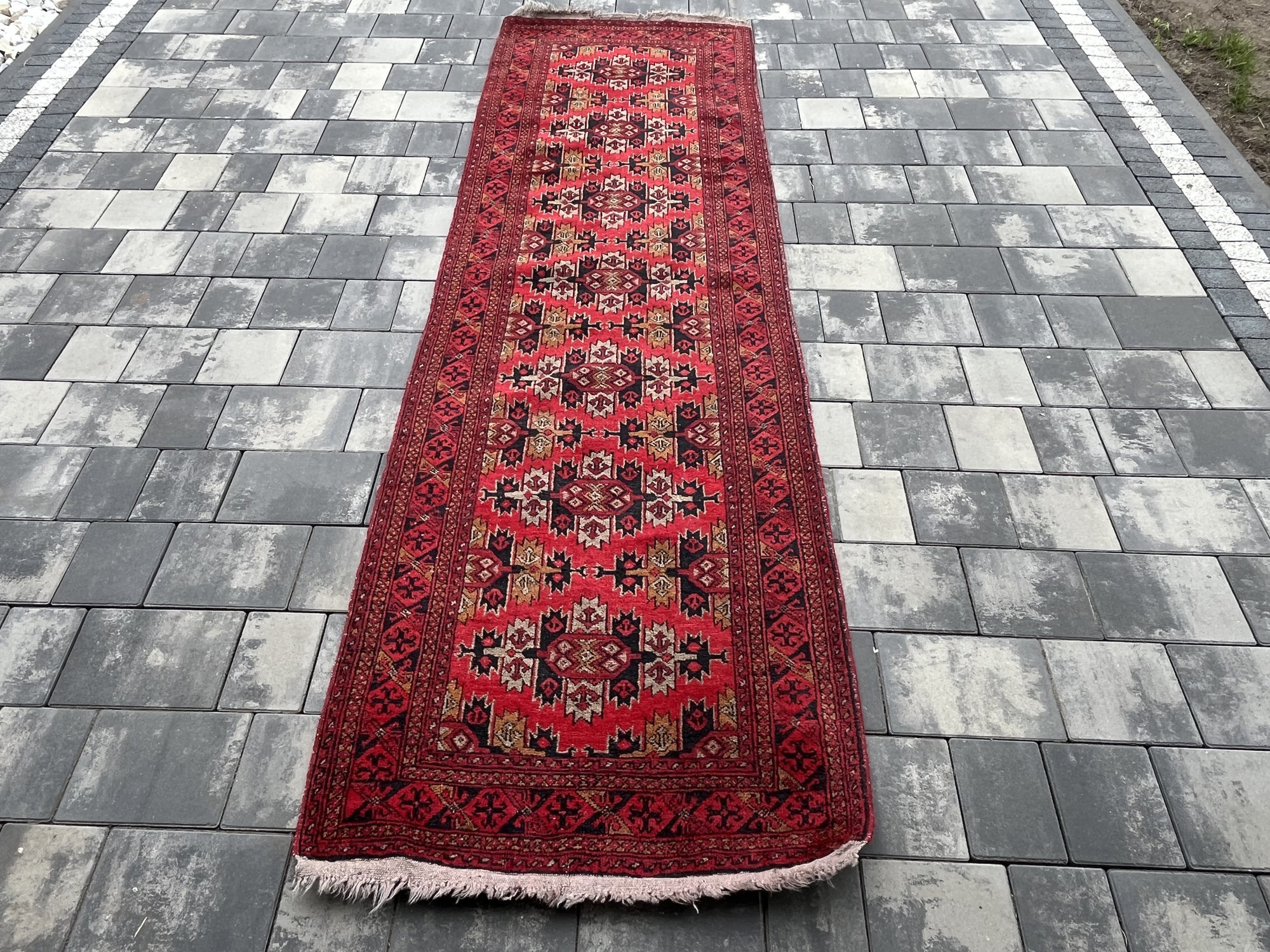 Chodnik afgański ręcznie tkany | 100% Wełna | Dywan orientalny 285x84 #002