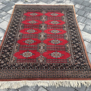 Plemienna geometria Orientu – unikatowy dywan Bukhara / Khal Mohammadi, ręcznie tkany, 173 x 126 cm #087