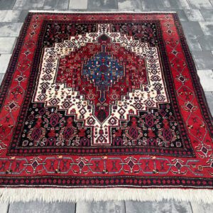Geometria Persji – oryginalny dywan Hamadan Tuyserkan, ręcznie tkany w Iranie, unikat, 146 x 120 cm #094