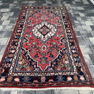 Geometria Orientu – oryginalny dywan perski Hamadan Borchelu, ręcznie tkany w Iranie, unikat, 210 x 110 cm #098