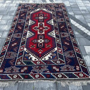 Wełniany Dywan Turecki 215x128 Vintage Geometric Boho Loft Unikat #100