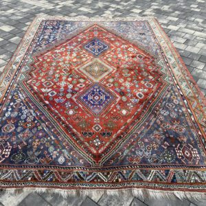 Majestatyczny perski dywan nomadyczny Shiraz Qashqai – Klasa Premium Amaleh, 325 x 218 cm, 100% wełna z certyfikatem #107