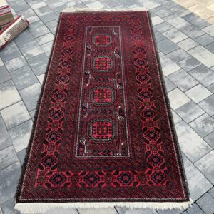 Dystyngowany afgański dywan korytarzowy Premium – 214 x 102 cm, 100% naturalna wełna, klasyczna kompozycja medalionów Gül #117