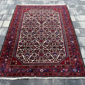 Spektakularny perski dywan gabinetowy Moud Premium – 150 x 110 cm, 100% naturalna wełna, mistrzowski wzór Herati na rozświetlającym tle #119