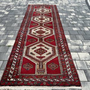 Majestatyczny perski chodnik korytarzowy Heriz Royal – 335 x 107 cm, 22 kg pancernej wełny, pałacowa gęstość splotu, kultowa kompozycja geometryczna #126