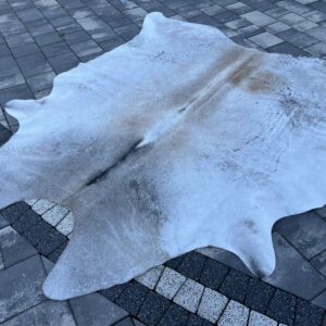 Ekskluzywny dywan z naturalnej skóry bydlęcej Argento XL – 208 x 193 cm, 100% selekcjonowana skóra krowia, unikatowa platynowa szarość Salt & Pepper #135