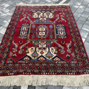 Kolekcjonerski perski dywan salonowy Abadeh Heibatlou Premium – 225 x 160 cm, 100% naturalna wełna, rzadki motyw stylizowanej fauny ogrodowej, Made in Iran #141