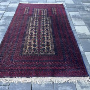 Kolekcjonerski perski dywan modlitewny Baluch 100% wełna rękodzieło premium 156x87 cm #142