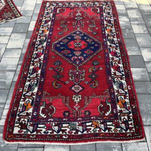 Luksusowy dywan koczowniczy Luri z Iranu potężny medalion ręcznie tkany vintage boho 205 x 106 cm #160
