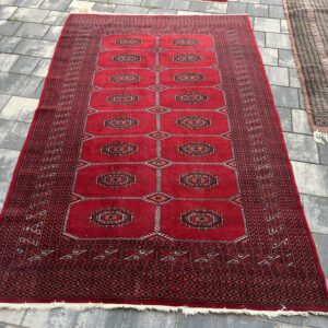 Kolekcjonerski dywan afgański Tekke Buchara 100% wełna tradycyjne medaliony Gul 203x129 cm #164
