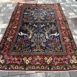 Muzealny perski dywan obrazkowy Kashmar Rajski Ogród wełna kork i jedwab 237x152 cm #165