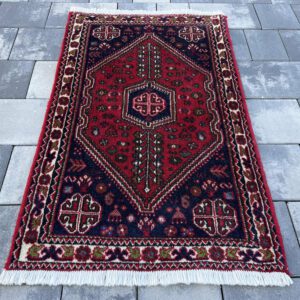 Abadeh – ręcznie tkany dywan perski z Iranu, wełniany, geometryczny wzór, 103 × 63 cm #208